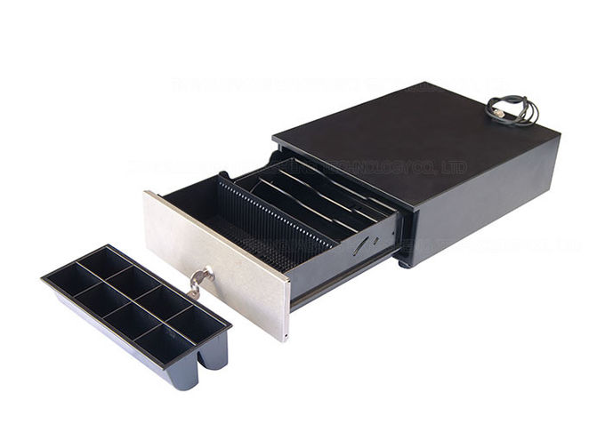 Cajón negro de encargo del efectivo electrónico con el panel de delante del metal para la máquina de la posición